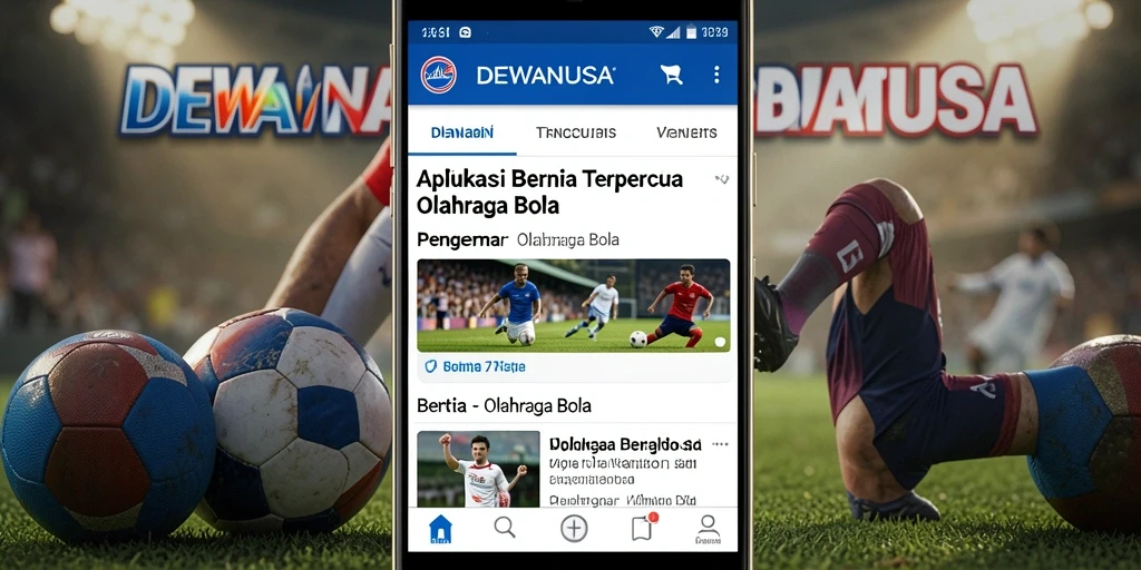 Antarmuka pengguna DEWANUSA menampilkan berita olahraga bola terbaru.