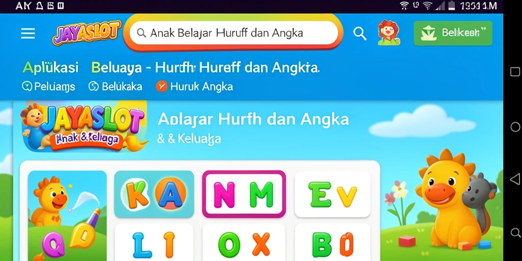 Antarmuka JAYASLOT yang menarik untuk belajar huruf dan angka.