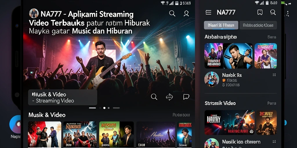 Tampilan antarmuka NA777 dengan beragam pilihan video Streaming.