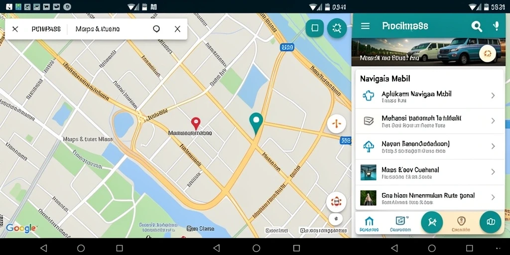 Antarmuka intuitif aplikasi POMPA88 untuk navigasi mobil.