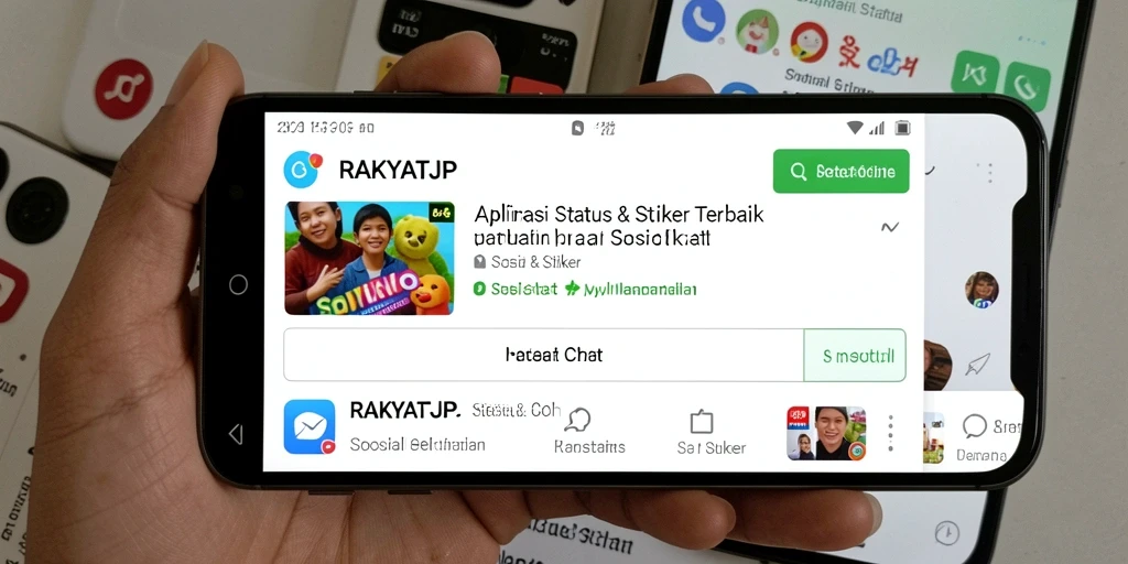 Tampilan aplikasi RAKYATJP dengan berbagai stiker menarik.