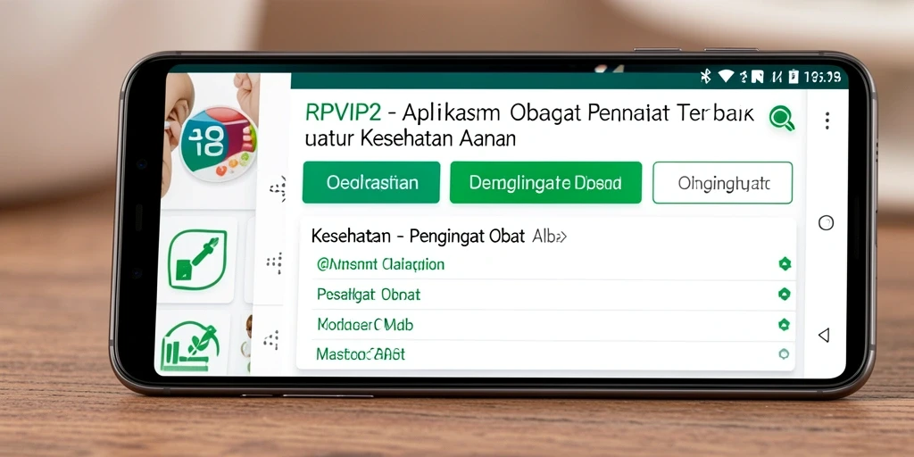 Tampilan antarmuka menarik RPVIP2 dengan fitur Pengingat Obat yang mudah digunakan.