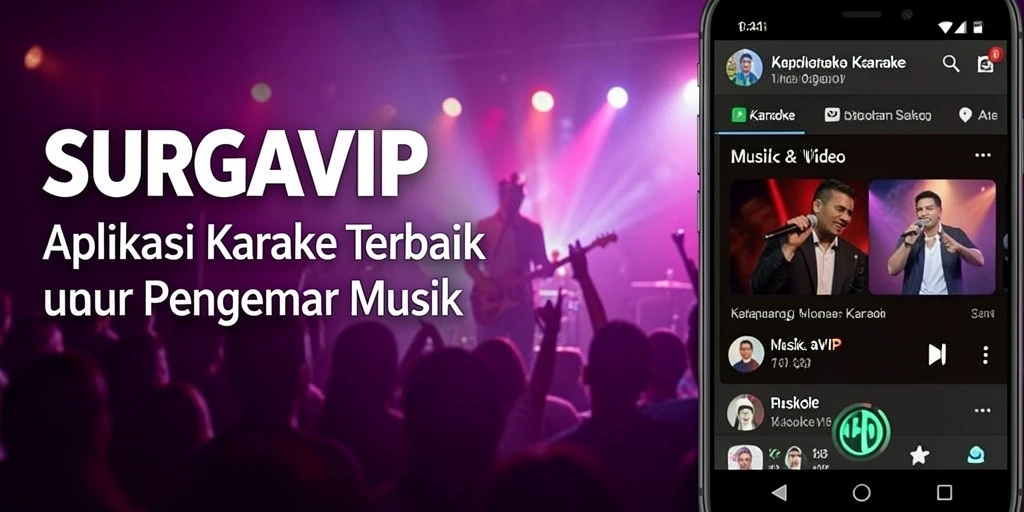 Tampilan antarmuka SURGAVIP yang menarik untuk pengalaman Karaoke.