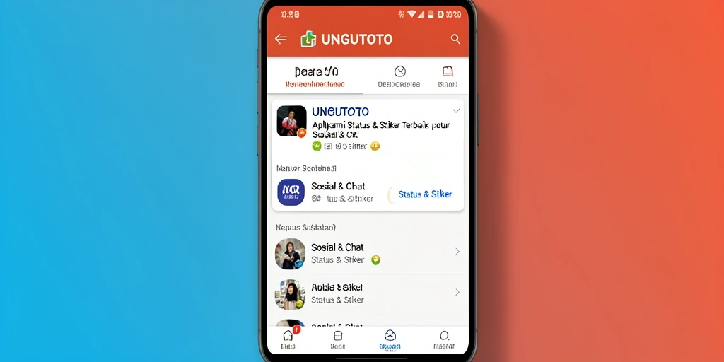 Antarmuka menarik dengan berbagai pilihan Status & Stiker UNGUTOTO.